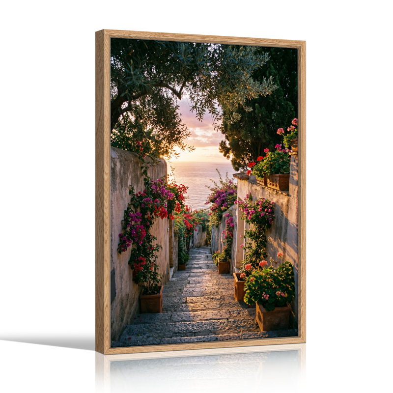 Ensemble de 1 tableau sur toile « Chemin du coucher du soleil », H 48 po x l 32 po, Naturel