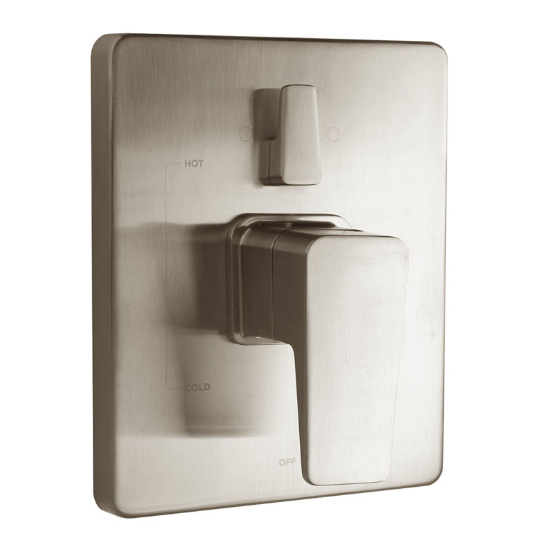 Garniture de valve de douche Kubos, Nickel brossé, Avec valve déviatrice à pression équilibrée