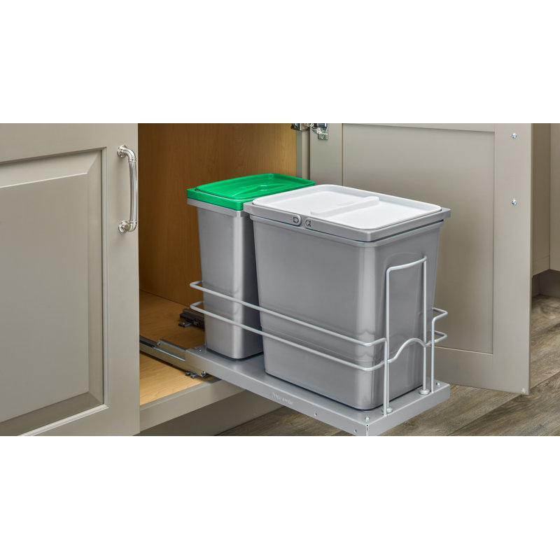 Rev-A-Shelf Undermount Pull Out Trash Can Recycle Bin w/Soft-Close