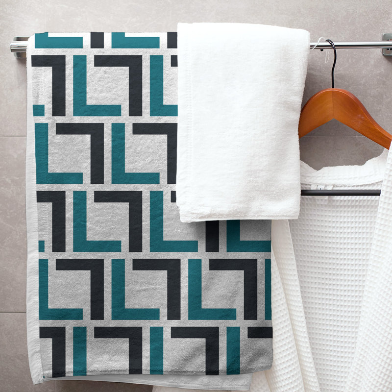 Serviette de bain, White/Teal/Black