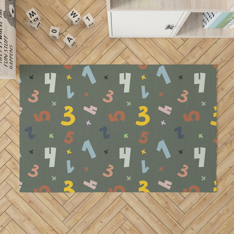 Numbers Kids Play Mat, Rectangle 5' x 7', Chimichurri/Green
