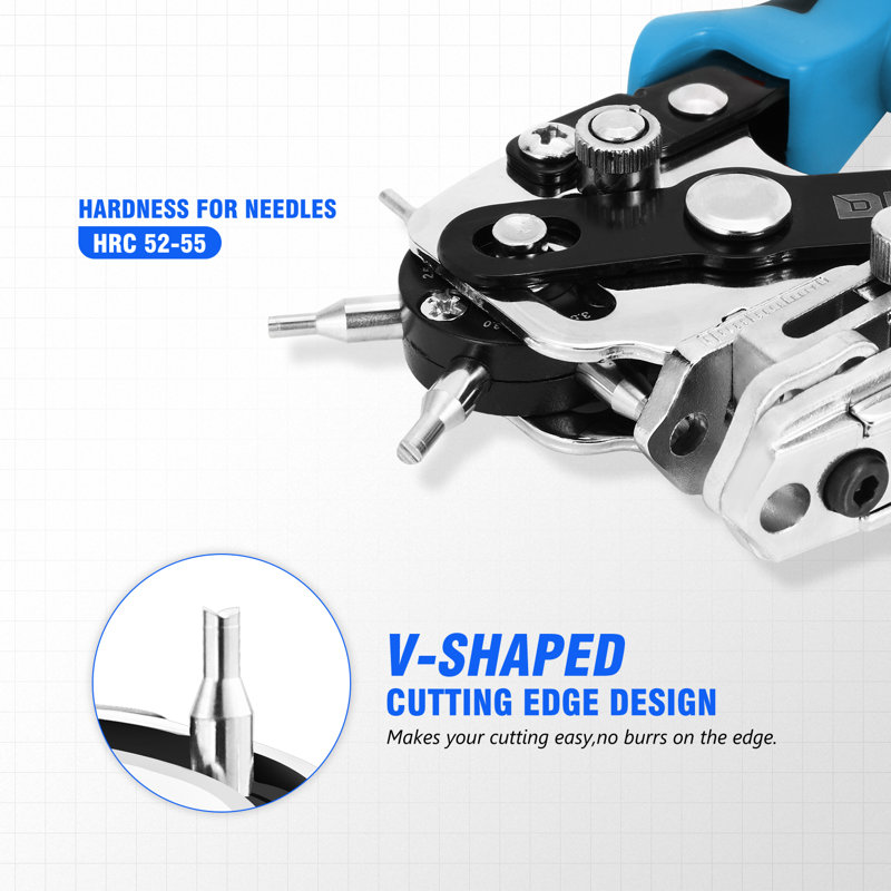 6-IN-1 Multifunction Hole Punch Plier for Straps Leather Dog Collars DIY Blue