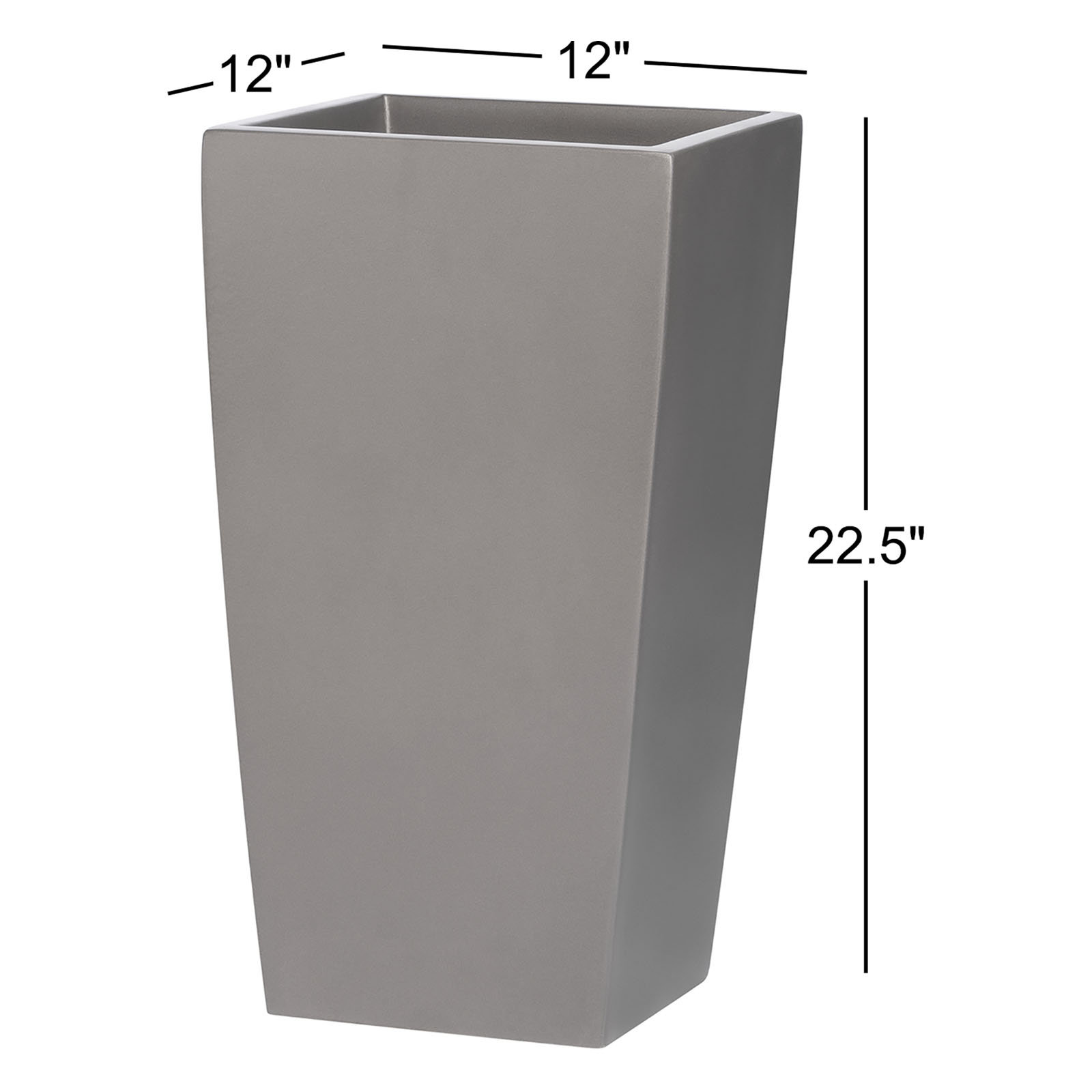 Hornell Pot Planter, 22.5" H x 12" W x 12" D, Gray