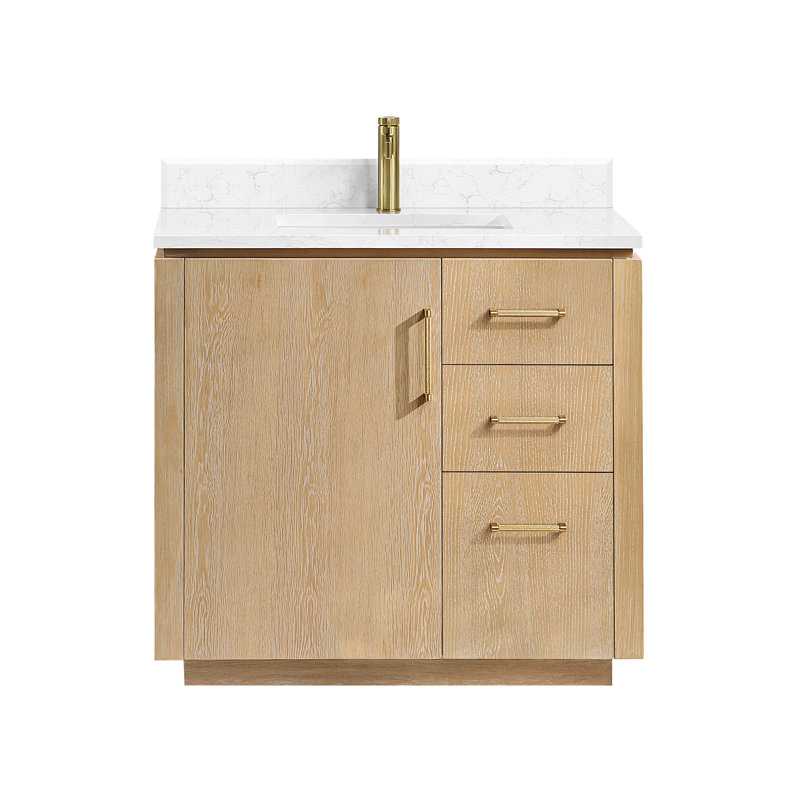 Meuble-lavabo simple 36 po Cloverfield, Or, Gris cendré délavé
