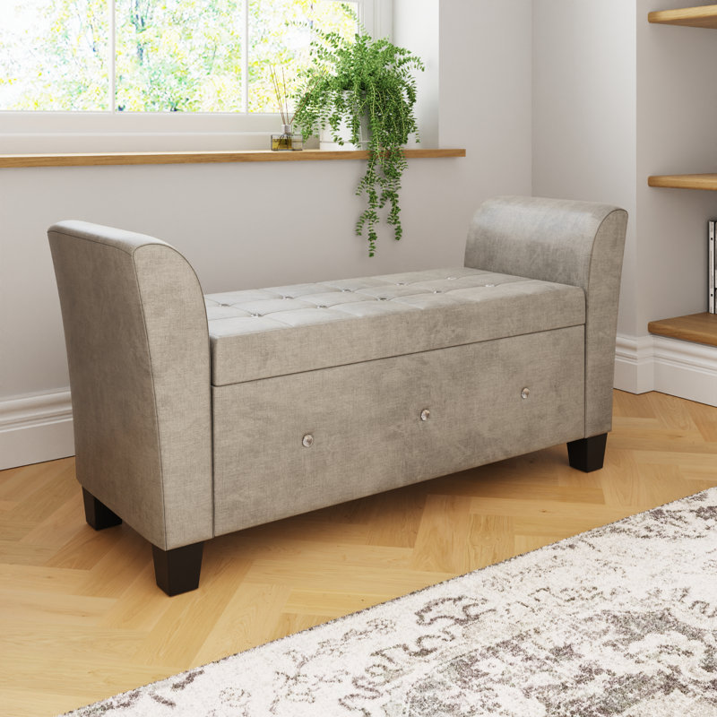 Armstrong Upholstered Storage Bench, Silver