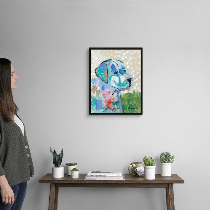 Reproduction d’art sur toile « A good boy » par Kait Roberts, H 22 po x l 18 po x P 1,75 po, Toile avec cadre noir