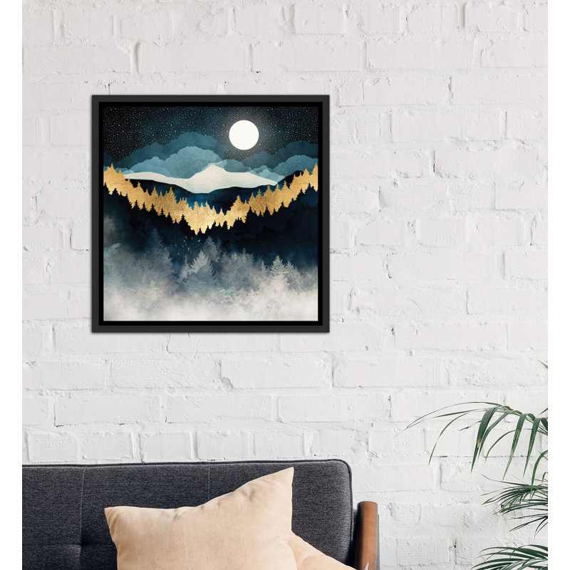 « indigo night » par spacefrog designs-print, Toile avec cadre noir patiné, H 37 po x l 37 po x P 1,5 po