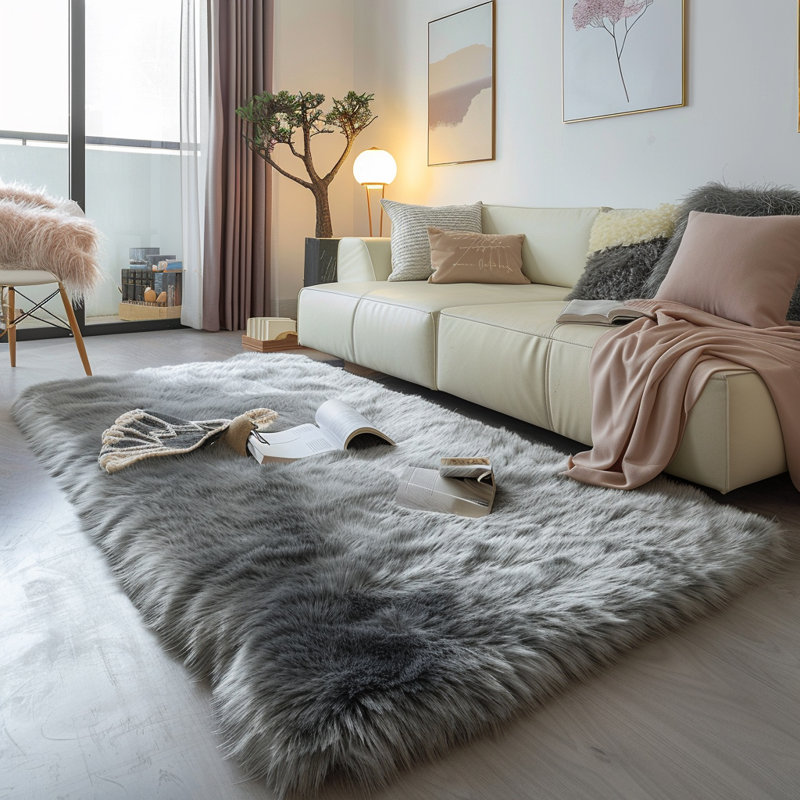 Faux Sheepskin Indoor Rug, Rectangle 6' x 8'