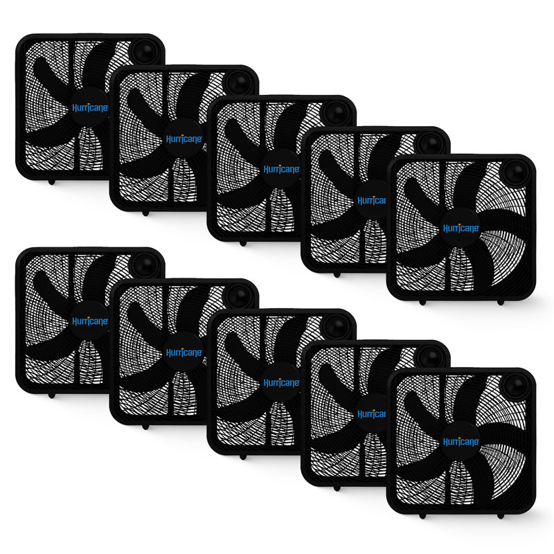 Hurricane 20" Classic Series Floor Box Fan with 3 Speed Settings, Black, 10 Pack