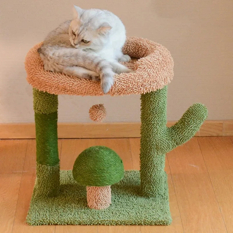 Arbre à chat durable Catcus - Tour d'escalade avec poteaux à griffer en sisal, perchoirs confortables pour chats