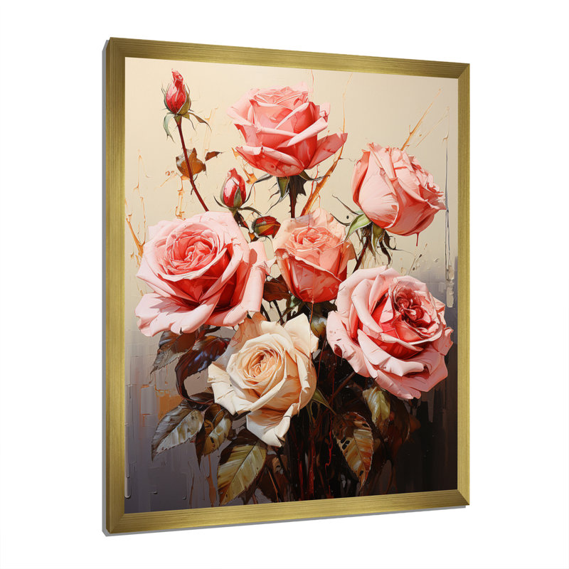 Bouquet de roses ravissantes Brantcairn, H 32 po x l 24 po x P 1 po, Encadrement doré