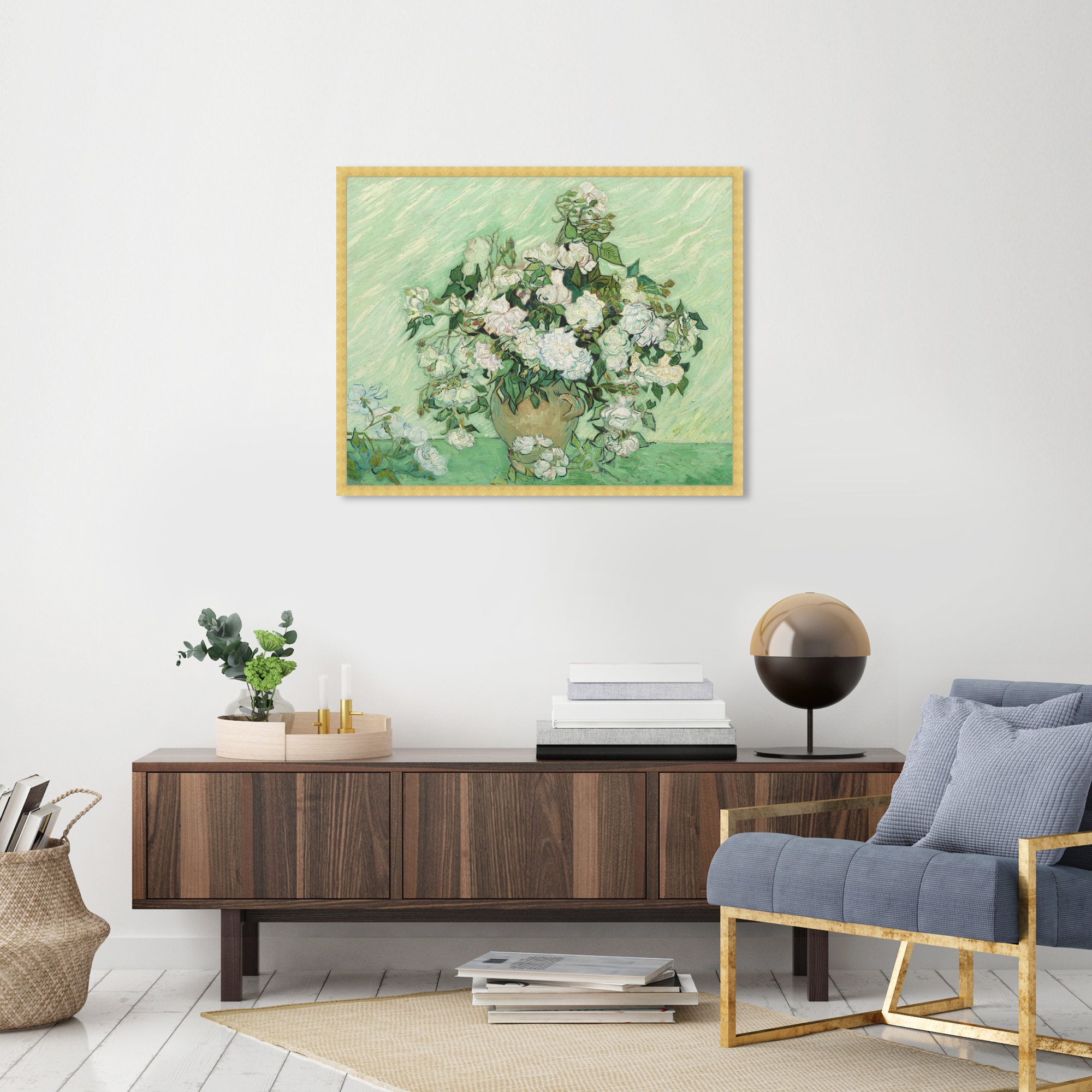 Van Gogh - Roses by Oliver Gal, 32" H x 38" W x 0.5" D, Gold