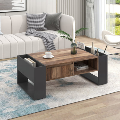 Table basse Robert avec tiroir sans poignée et compartiment de rangement