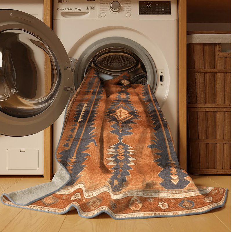 Tapis brun lavable à la machine, Rond 7 pi