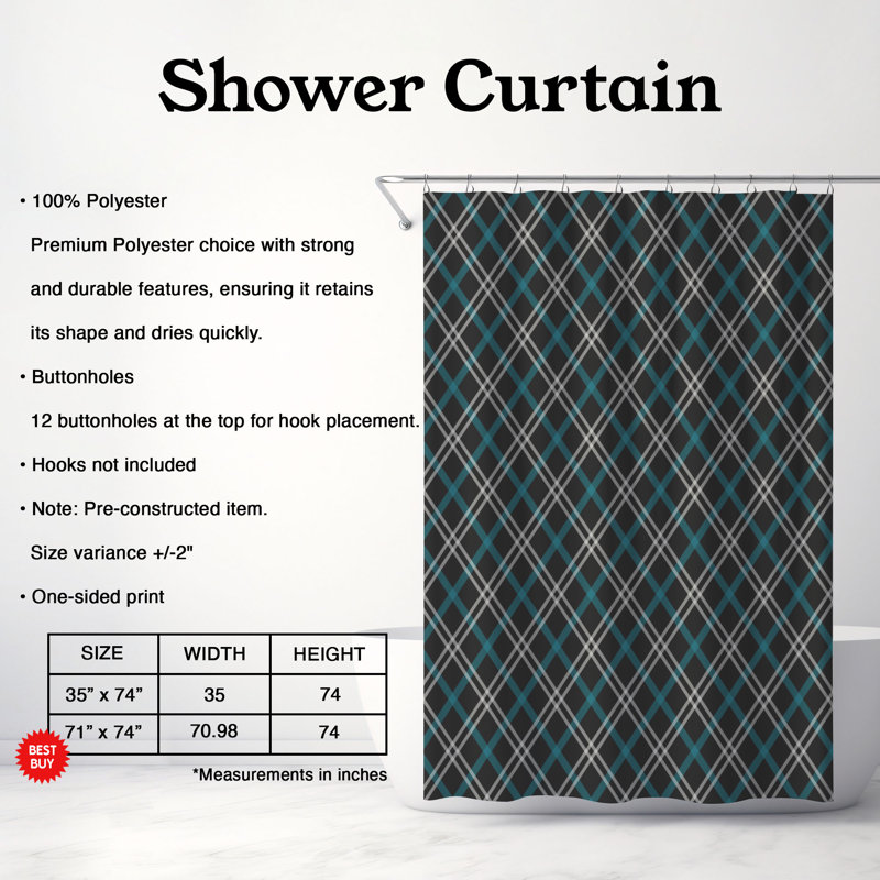 Night Tartan - Premium Shower Curtain, 74" H x 71" W