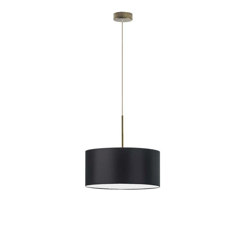 Aubrynn 1 - Light Drum Pendant, Black, Antique Gold