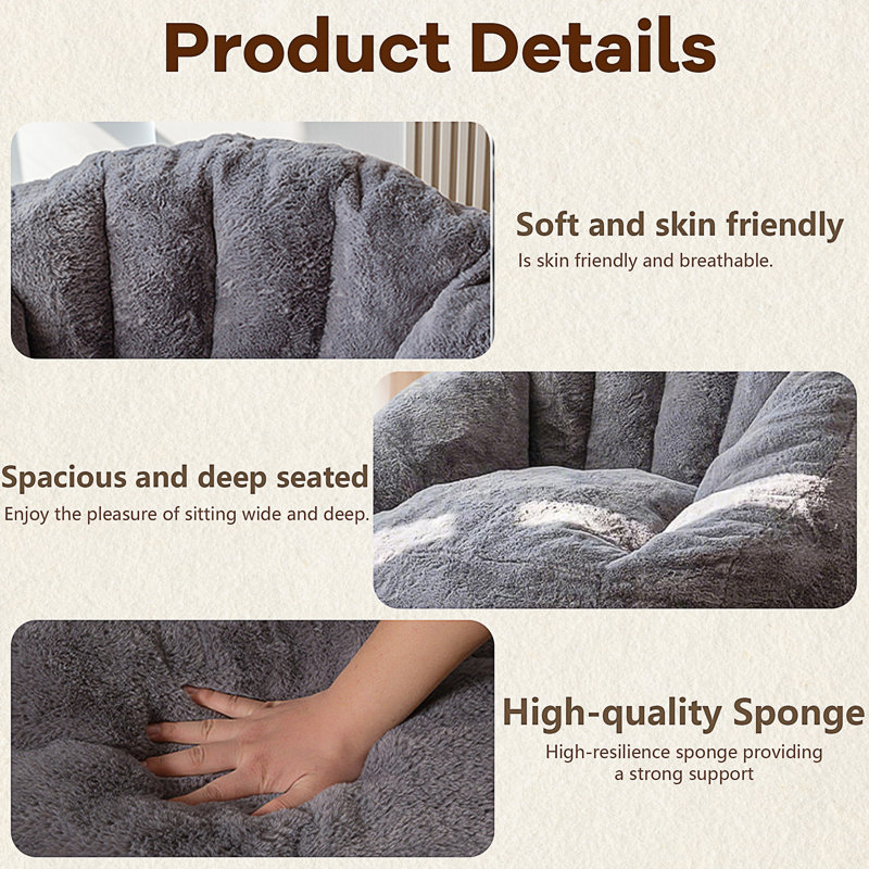 Fauteuil à billes, Tissu gris pâle