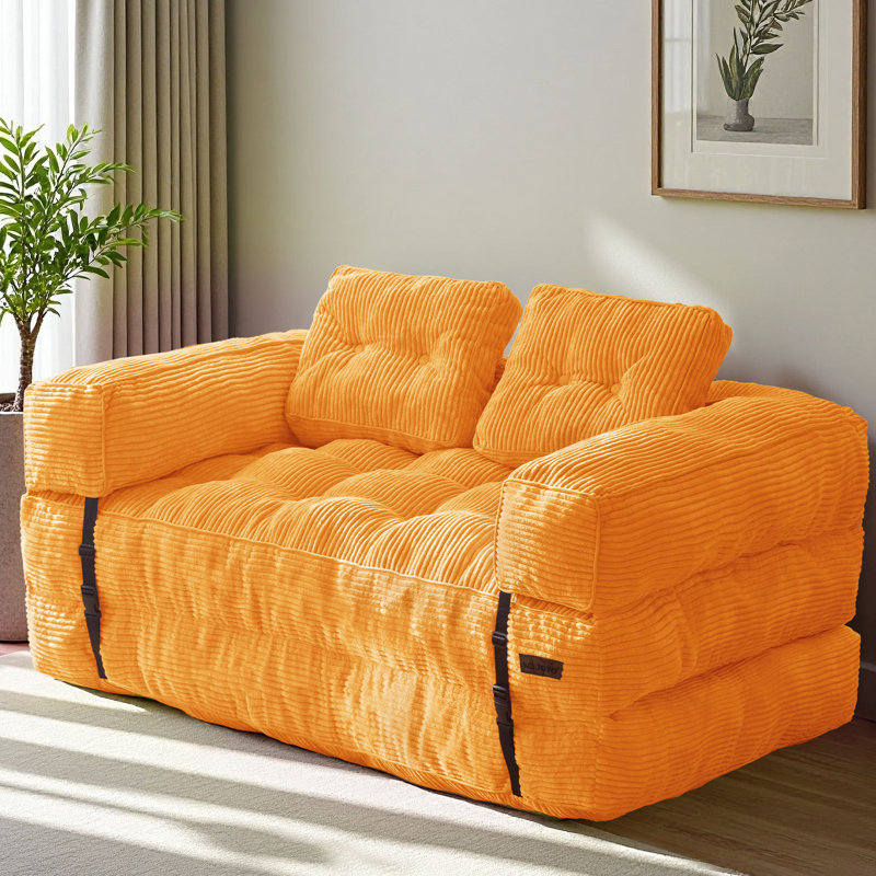 Gaint Folding Sofa Bed,U-Shaped Convertible Bean Bag Sofa Bed, Navy