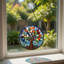 Arbre de vie en verre teinté Suncatcher suspendu, panneau de verre coloré décor de capteur de soleil avec chaîne pour la maison et la fenêtre
