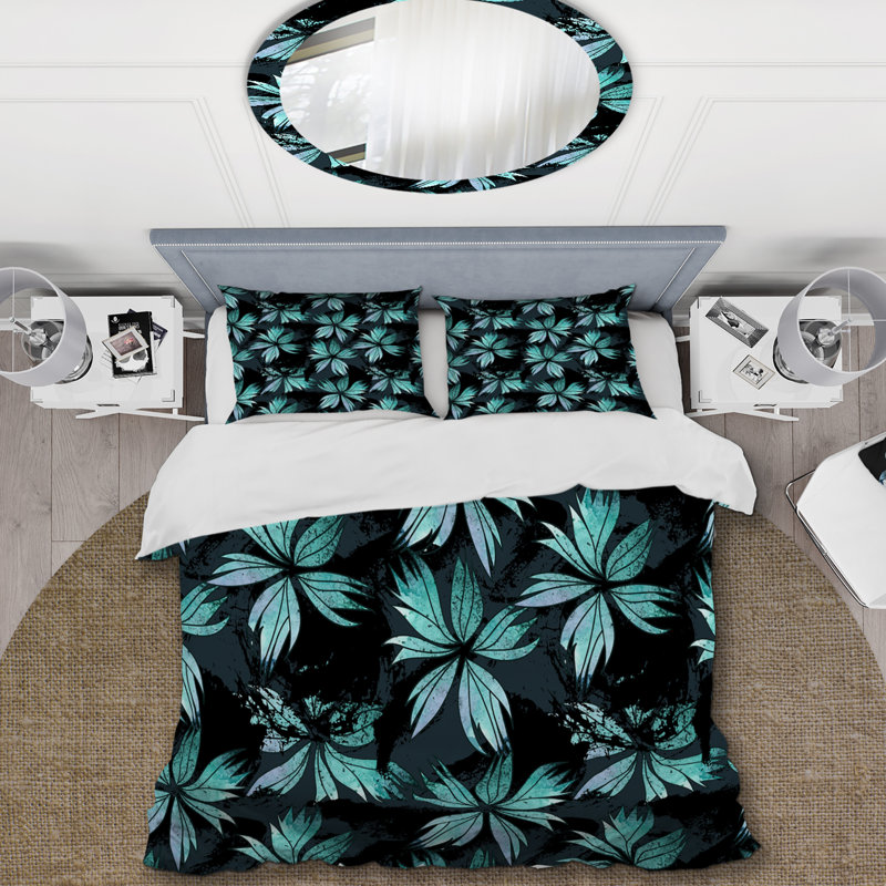 Aquarelle fleurs bleues - ensemble de housse de couette floral - polyester microfibre