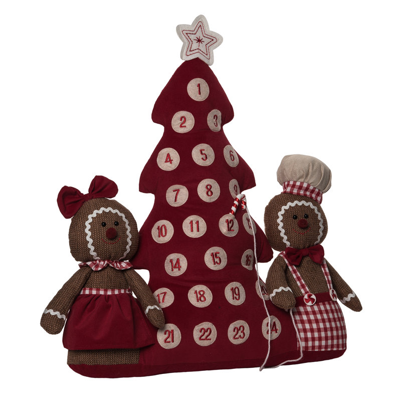 Polyester 22.5 in. Christmas Soft Gingerbread Advent Calendar