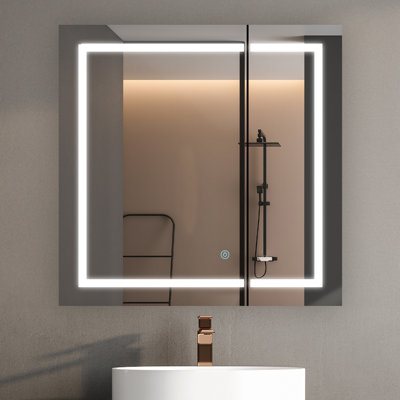 Armoire à pharmacie DEL avec désembueur, gradateur, miroir grossissant 3X à DEL Donnie, l 36 po x H 36 po x P 5 po