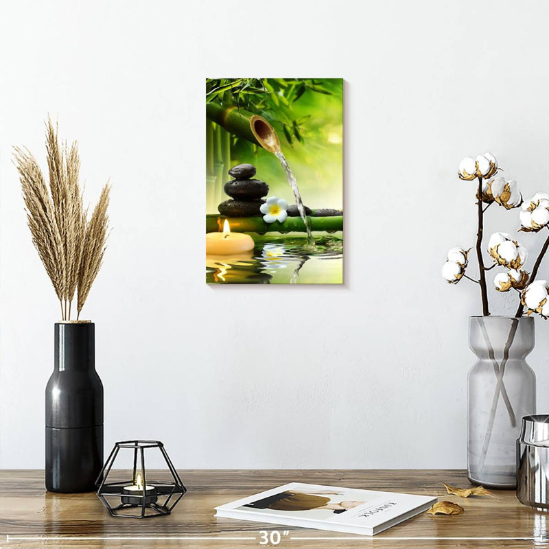 Impression sur toile Bamboo Water Flow, H 12 po x l 8 po x P 1 po