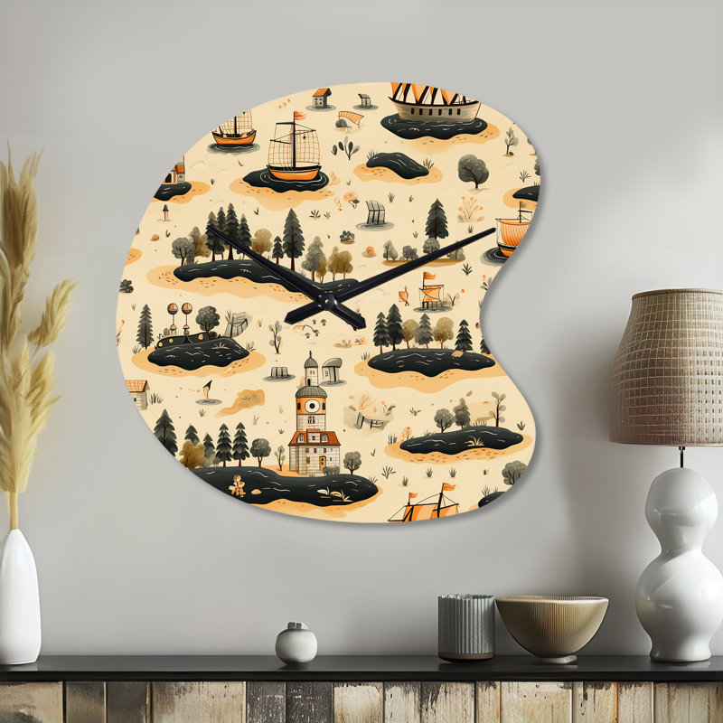 Pirate Treasure Hunt - Drop Shape Large Green Wall Clock Sculpture, Large