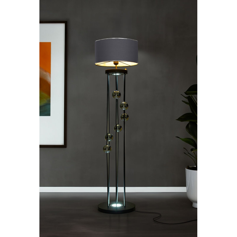 Élégante lampe sur pied en métal, 15,7 po de diamètre x 63 po de hauteur | Douille E27 (40 W maximum) | Durable avec câble de 59 po | Parfait pour le salon, la chambre à coucher et le bureau | Conception moderne, installation facile