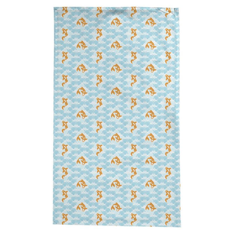 Leffel Koi Fish Waves Pattern Tablecloth, Teal