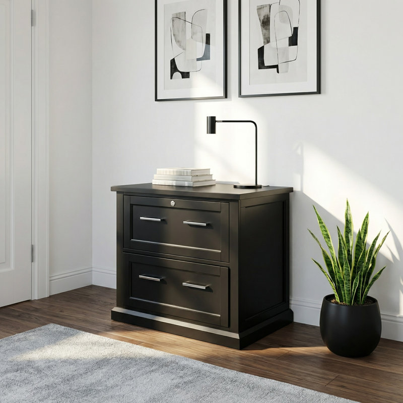 Abby Modern Wood Lateral File Cabinet - Black