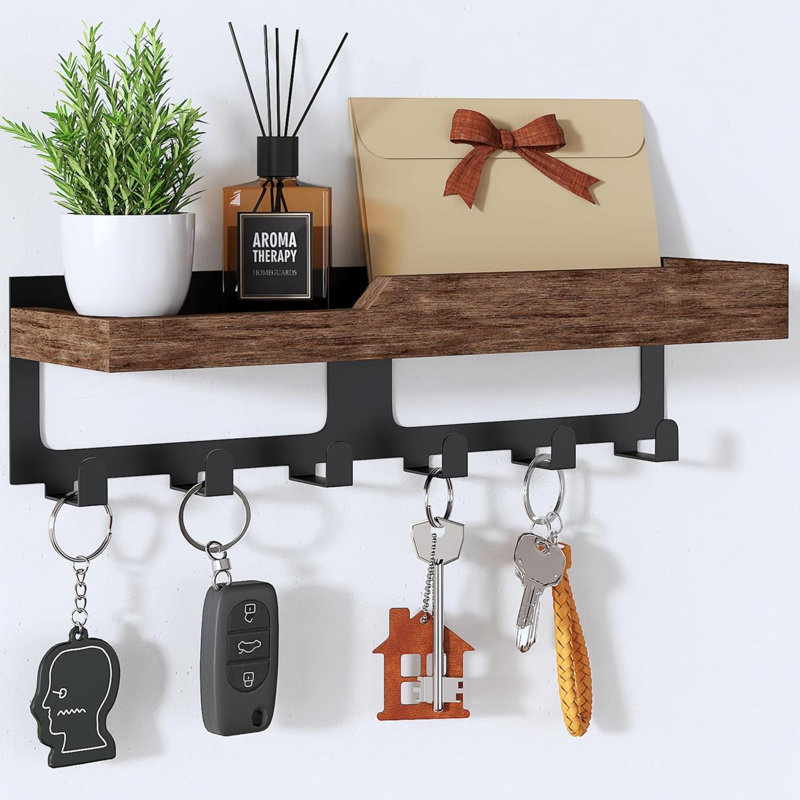 Wood Wall Organizer with Mail Storage, Brown