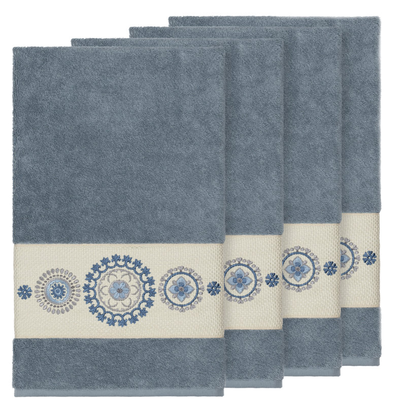 Ensemble de serviettes de bain en coton turc 4 pièces Isabelle, Bleu sarcelle