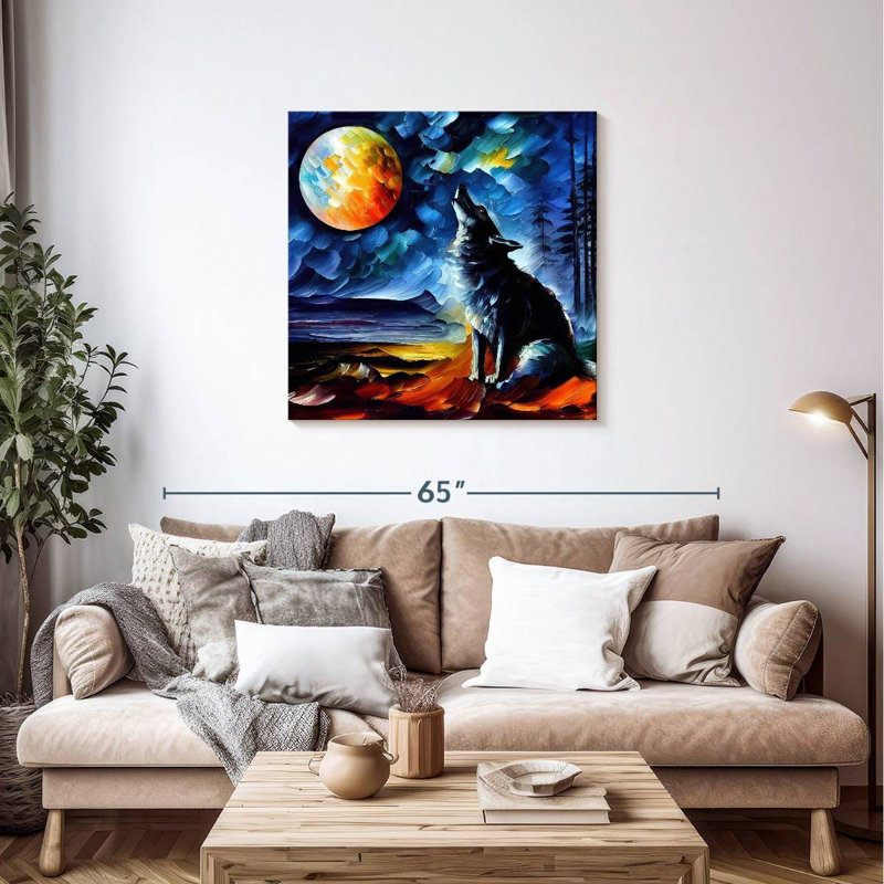Brampt Moonlit Wolf I, 36" H x 36" W