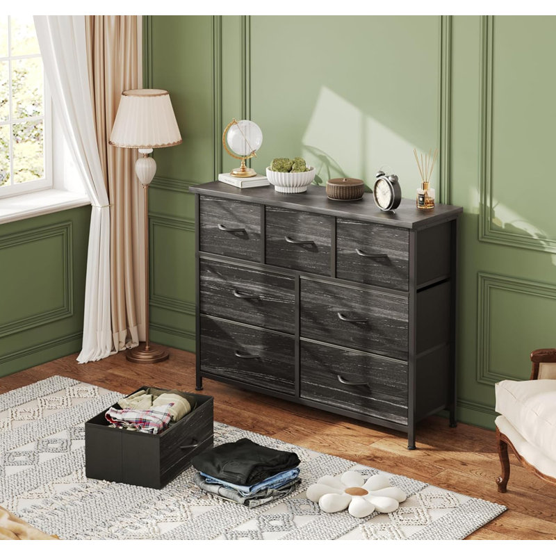 100 cm W Chest of 7 Drawers, Charcoal Black