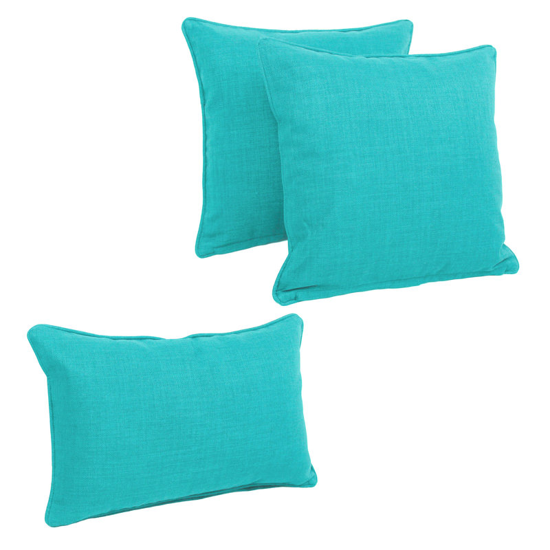  Corded Outdoor Pillow Set, Aqua Blue