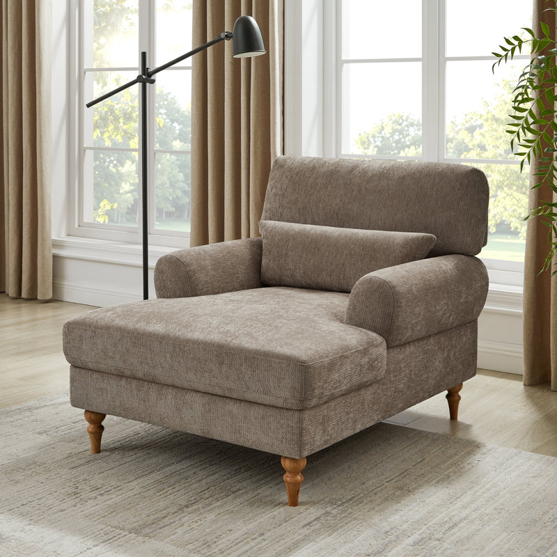 Chaise longue rembourrée avec dossier réglable Jazier, Chameau