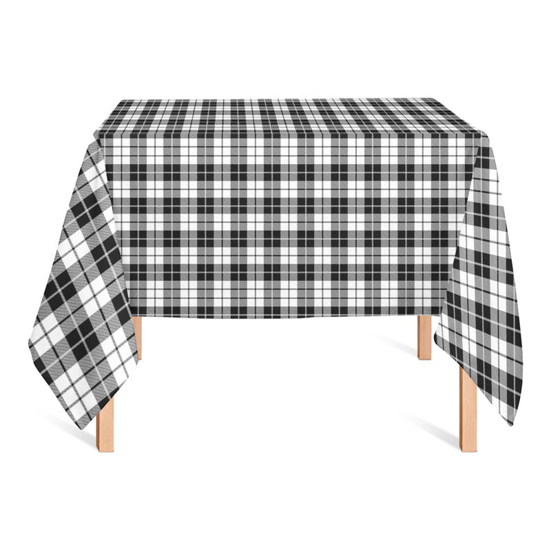 Square Gingham Polyester Tablecloth, Black