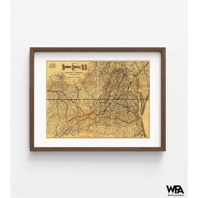 Richmond And Louisville Railroad Print, Antique Train Poster Print, Old Railway Map Art, Rustic Entryway Wall Art, Richmond Map Print