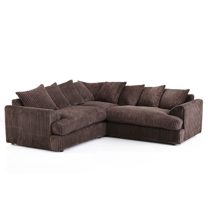 Brogyn 5 Seater Corduroy Corner Sofa , Brown