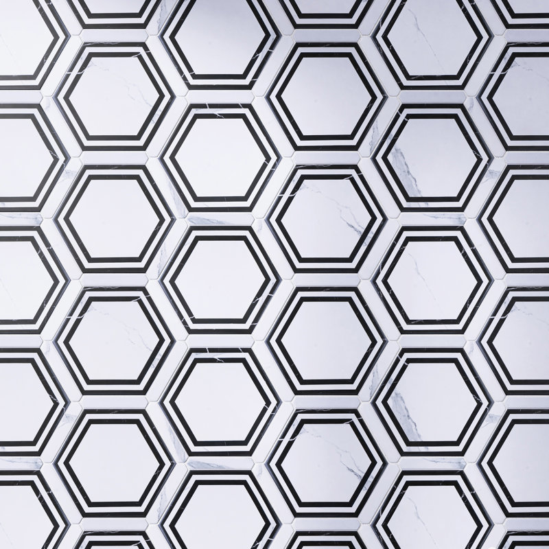 Ontario Hexagon 8.58 in. x 9.89 in. Matte Porcelain Floor and Wall Tile, Day White