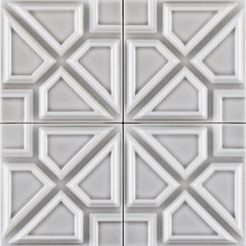 Grazia Milano 5" X 5" 3D Italian Glossy Wall Tile, Argento Craquele Silver