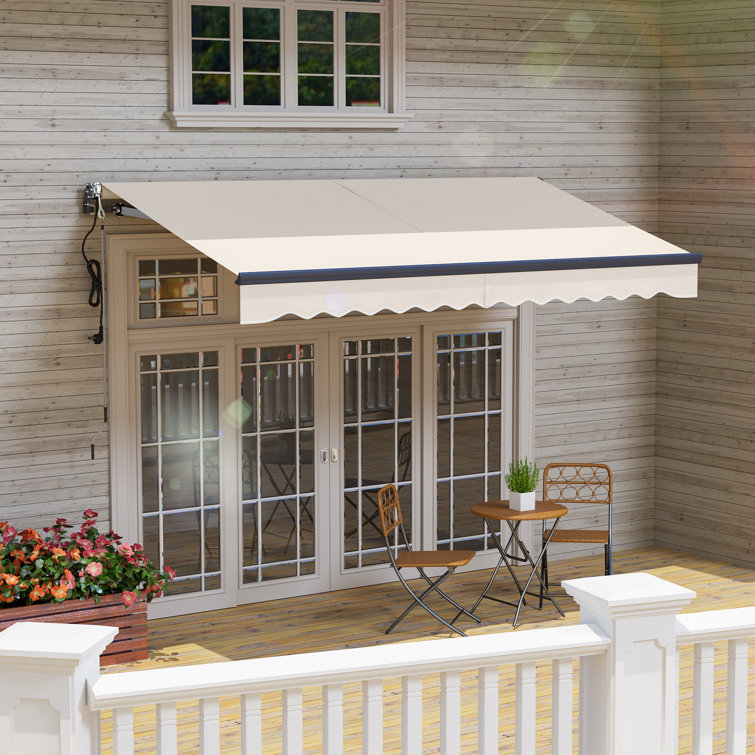 Outsunny 350cm W x 290cm D Polyester Cover Motorised Retractable Sunshade Awning