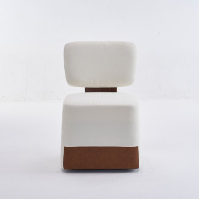 Linen Upholstered Armless Dining Chair With Casters,IVORY