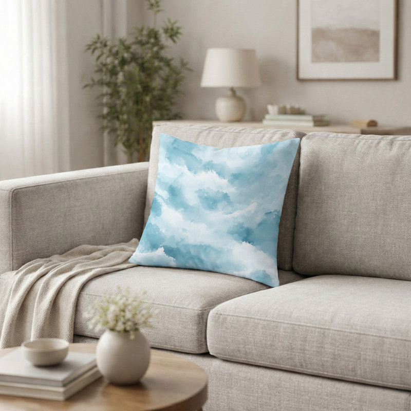 Coussin décoratif abstrait pour la plage - Brume de plage, H 18 po x l 18 po