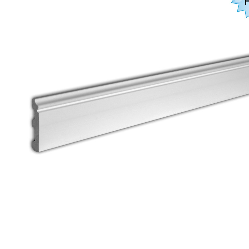 Modern Primed White Polystyrene Baseboard Moulding 8-ft Pack of 6