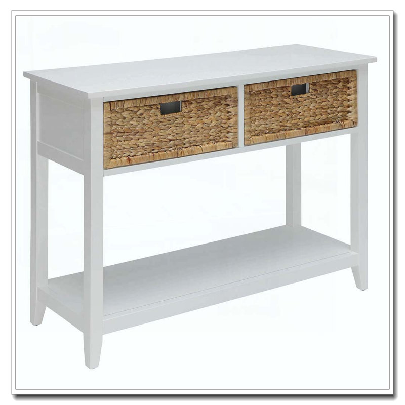 White Console Table with 2-Drawer, White