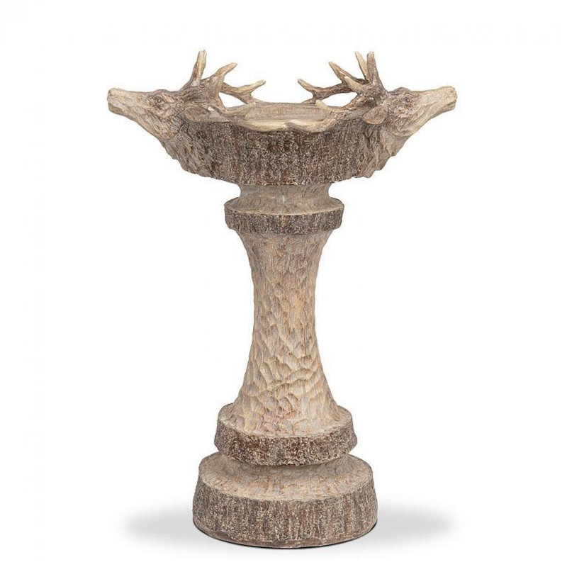 Double Deer Head Pillar Candle Holder, 8.5" H x 4.5" W x 8.5" D