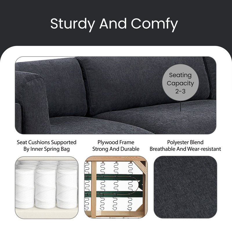 Clae Upholstered L-Shaped Sectional with Ottoman Reversible, Gray Polyester Blend