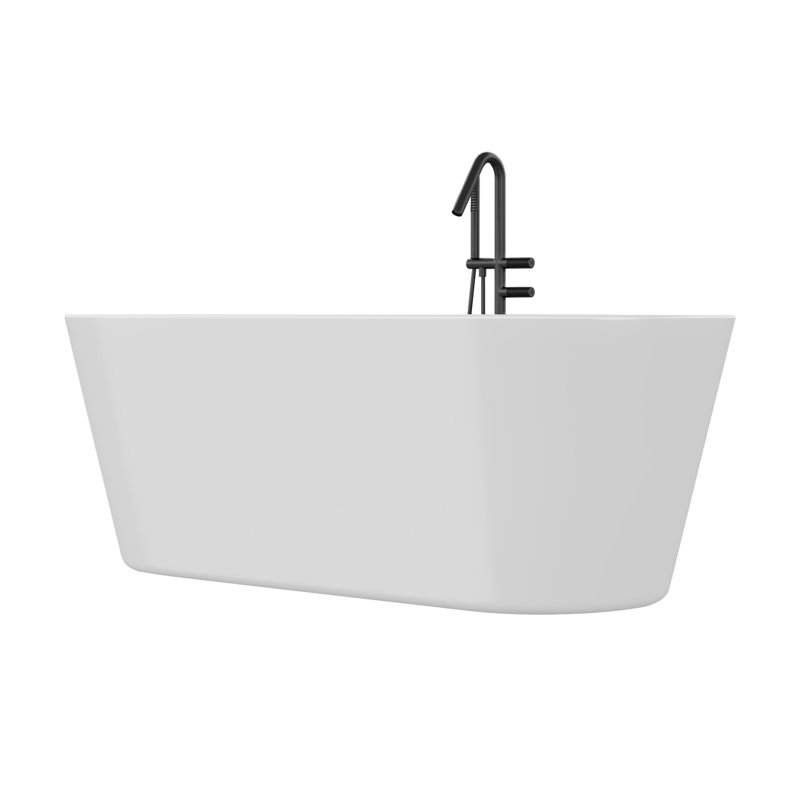 59" Freestanding Bathtub with Drain in Chrome, cUPC Certified,  for Your Bathroom, White
